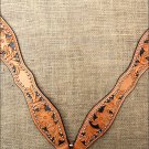 HILASON WESTERN HAND TOOL LEATHER HORSE BREAST COLLAR LIGHT OIL W/ BLACK INLAY
