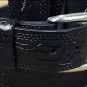 32IN. BLACK 1.5in LEATHER BELT EMBOSSED WESTERN DESIGN MADE IN USA