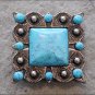SET OF 8 TURQUOISE SQUARE RHINESTONE CONCHO BLING HEADSTALL TACK SADDLE BELT