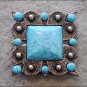 SET OF 8 TURQUOISE SQUARE RHINESTONE CONCHO BLING HEADSTALL TACK SADDLE BELT