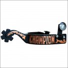 HILASON BLACK STEEL SANTA FE CHAMPION ADULT SPUR CURVED SHANK