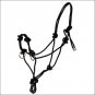 HILASON WESTERN TACK SIDE PULL HORSE ROPE HALTER BLACK W. NICKLE PLATED RING
