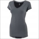 MEDIUM NOBLE OUTFITTTERS LADIES TOP KARLEIGH SHORT SLEEVE V NECK HEATHER GREY