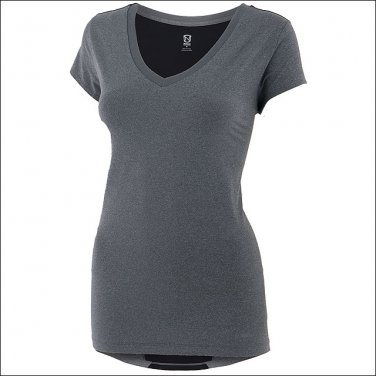 MEDIUM NOBLE OUTFITTTERS LADIES TOP KARLEIGH SHORT SLEEVE V NECK HEATHER GREY