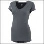 MEDIUM NOBLE OUTFITTTERS LADIES TOP KARLEIGH SHORT SLEEVE V NECK HEATHER GREY