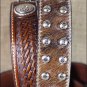 42 INCH WESTERN ARIAT LEATHER MENS BELT STUDS CONCHOS BASKET WEAVE BROWN