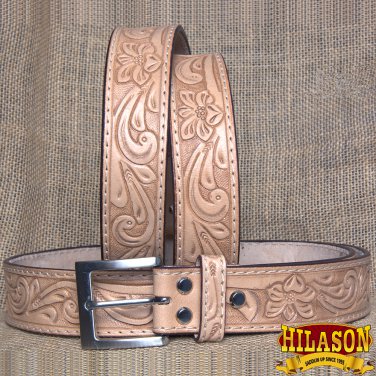 GM301-F HILASON HAND MADE HEAVY DUTY BUFFALO HIDE LEATHER STICHED BELT 56"