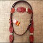 HILASON WESTERN LEATHER RAWHIDE BRAIDED HORSE HEADSTALL BRIDLE MAHOGANY