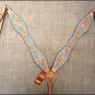 F24 NEW HILASON WESTERN LEATHER HORSE BREAST COLLAR LIGHT OIL W/ TURQUOISE INLAY