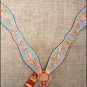 F24 NEW HILASON WESTERN LEATHER HORSE BREAST COLLAR LIGHT OIL W/ TURQUOISE INLAY