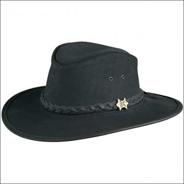 MEDIUM CONNER HANDMADE BC HATS BUSH CITY SHAPEABLE AUSTRALIAN LEATHER HAT BLACK