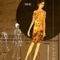 Lady in flowered vintage dress and pattern collage print, matted 8x10