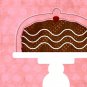 .Cake in cake stand with chocolate frosting 8x10 matted