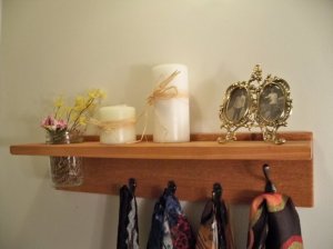 Primative Country Shelf 4 hook Cottage Decor Natural CEDAR Wood