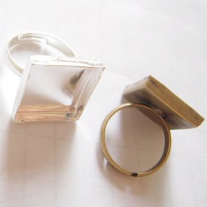 50 Ring Bases, Brass Sterling Silver plated, Perfect for Cabochons,