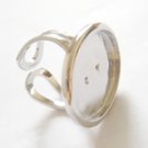 25 Oval Shaped Brass Ring Bases/Sterling Silver Plated/Perfect for Cabochons,nickle free