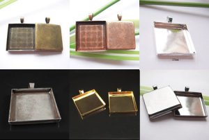 50Pcs Pendant Blank/ Pendant Settings /Approx 1mm Thick / 3 mm Deep/MIX COLOR/FREE