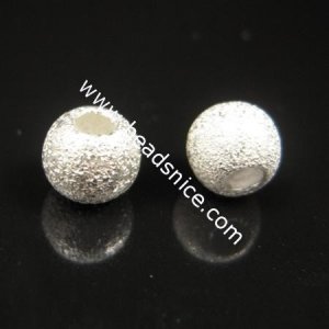 925 Sterling silver stardust beads, sand surface round, 6mm,hole:2.5mm, sold by PC