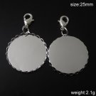 100pcs/pack Pendant Settings with split rings and Zinc Alloy lobster clasps , 25mm,ID12243