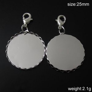 100pcs/pack Pendant Settings with split rings and Zinc Alloy lobster clasps , 25mm,ID12243