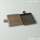 100Pcs/pack Brass Pendant Blank/Pendant Settings, Square, 25X25mm,ID1897