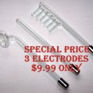 ELECTRODES FOR VIOLET RAY UNIT SET of 3 SPECIAL PRICE RED LIGHT ELECTRODES 12mm