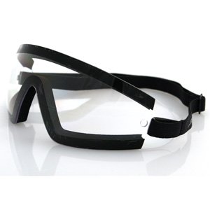 BOBSTER WRAP-AROUND GOGGLES BLACK FRAME CLEAR LENS