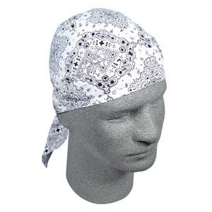 ZAN FLYDANNA HEADWRAP/DOO RAG/SKULL CAP WHITE PAISLEY