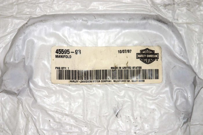HARLEY MANIFOLD ENGINE BREATHER PART NO 45595-93 NOS