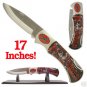 OVERSIZED REBEL WOLF FOLDING POCKET KNIFE W/STAND