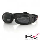 BOBSTER PISTON MOTORCYCLE GOGGLES SMOKE LENSES BLACK