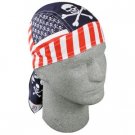 ZAN FLYDANNA HEAD WRAP/DOO RAG/SKULLCAP PATRIOTIC SKULL