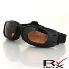 BOBSTER PISTON MOTORCYCLE GOGGLES AMBER LENSES BLACK
