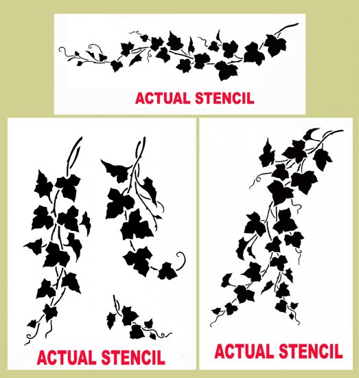ENGLISH IVY STENCILS 3 PC SET MURALS EASY WALL DECOR