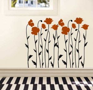 LARGE WALL STENCIL Poppy Field, Sturdy Wall Stencils