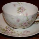 Theodore Haviland Pink Flower Cup and Saucer