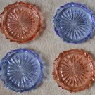 Czech Cut Glass Coasters Blue, Pink