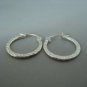 Men's hammered silver hoop earrings, EC466