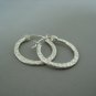 Men's hammered silver hoop earrings, EC466