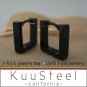 Square hoop earrings in black, mens earrings, stainless steel earrings, EC211