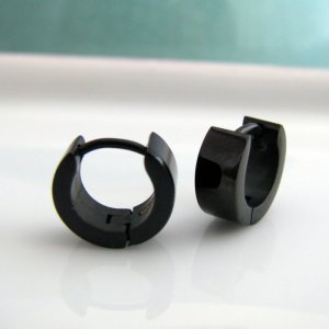 Mens Earrings Extra Small Hoop Black Huggie Steel For Men Mens Earrings Extra Small Hoop Black Huggie Steel For Men â