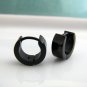 Men's huggie hoop earrings, steel, XS, black, EC112