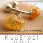 Stone cufflinks set on sterling silver stems