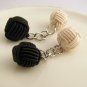 Celtic knot cufflinks black and white silk