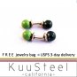 Green barbell cufflinks