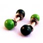 Green barbell cufflinks