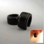 Etched hoop earrings for guys, steel earrings for men, M, black, EC175