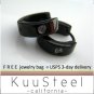 Men's hoop earrings with tiny cz diamond, steel huggie hoops, M, black, EC155