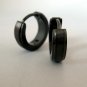 Men's hoop earrings, edgeline huggie hoop earrings, M, black, EC154