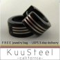 Men's hoop earrings, black stainless steel with silver stripes, M, black, EC176